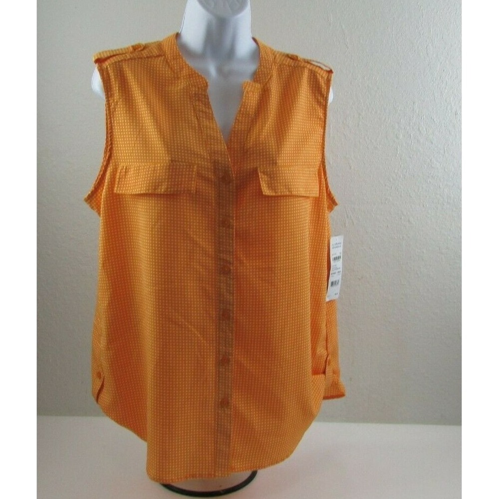 NY Collection Womens Large Orange Tank Top Stretch